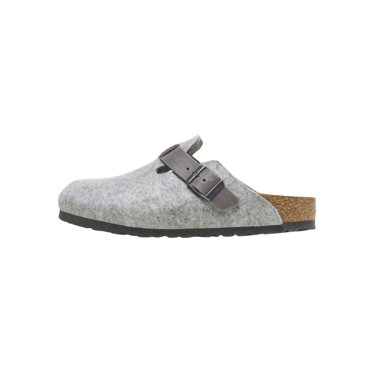 Birkenstock Unisex Boston Clog Sandals Natural Leather-Felt - Light Gray