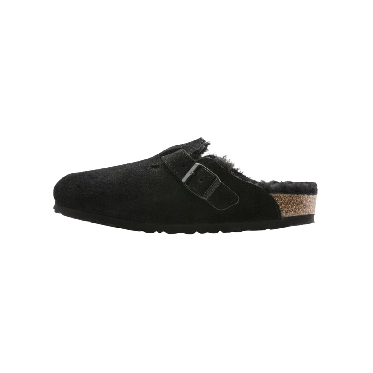 Birkenstock Boston VL Shearling Suede Leather Black Unisex Clog Sandal