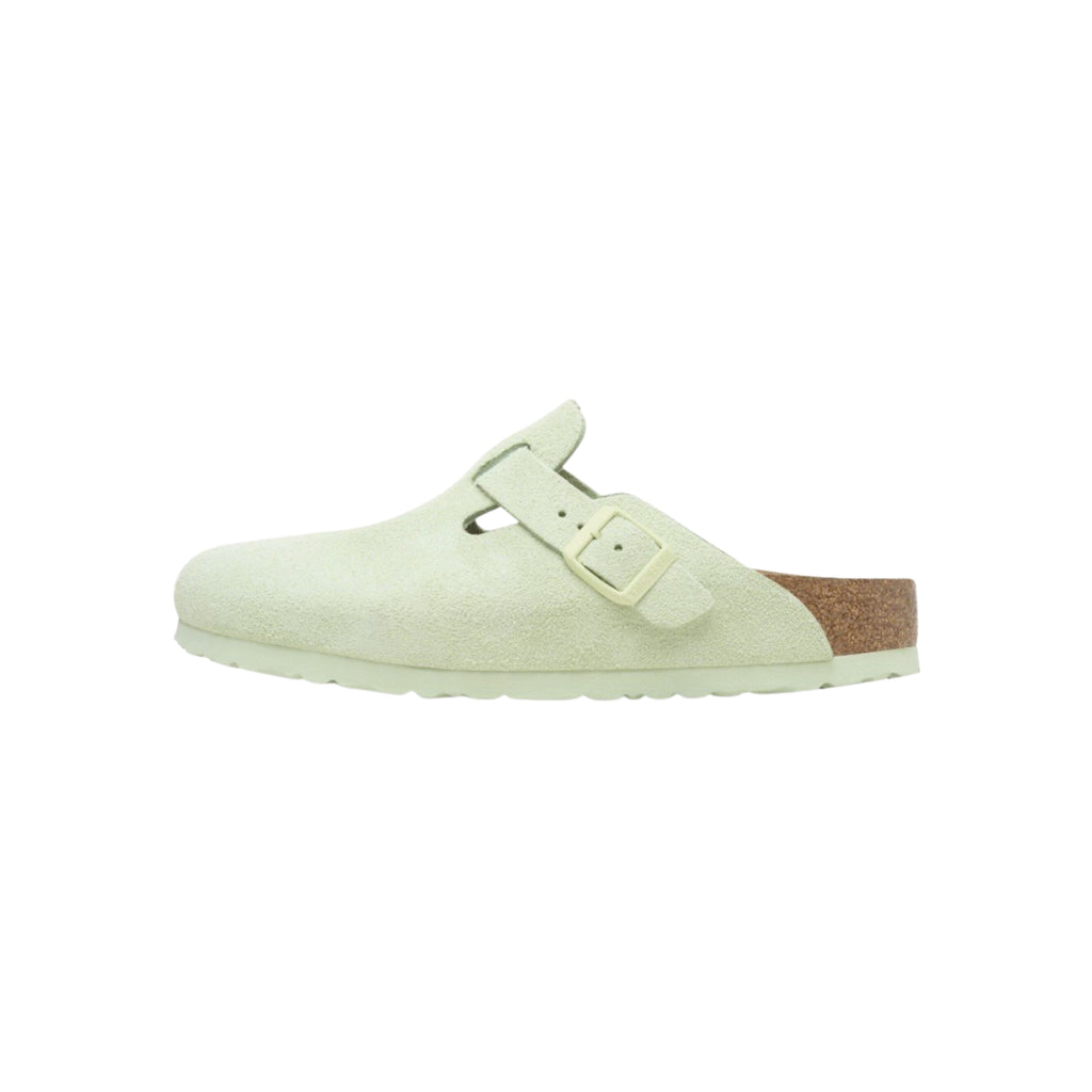Birkenstock Boston Unisex Soft Footbed Suede Clog Sandals - Faded Lime