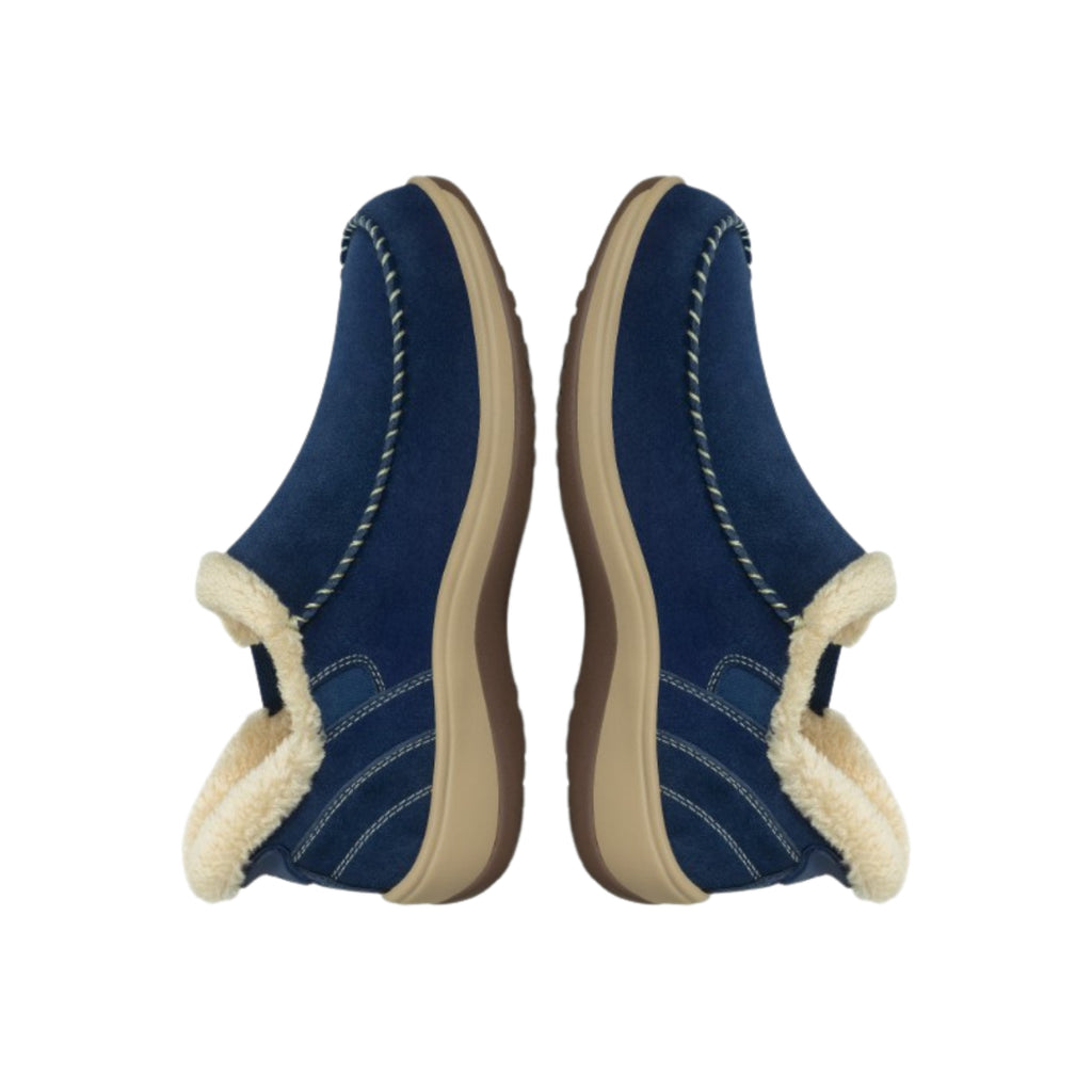 Orthofeet Women's Lorin Hands-Free Suede Orthopedic Slippers-Sapphire