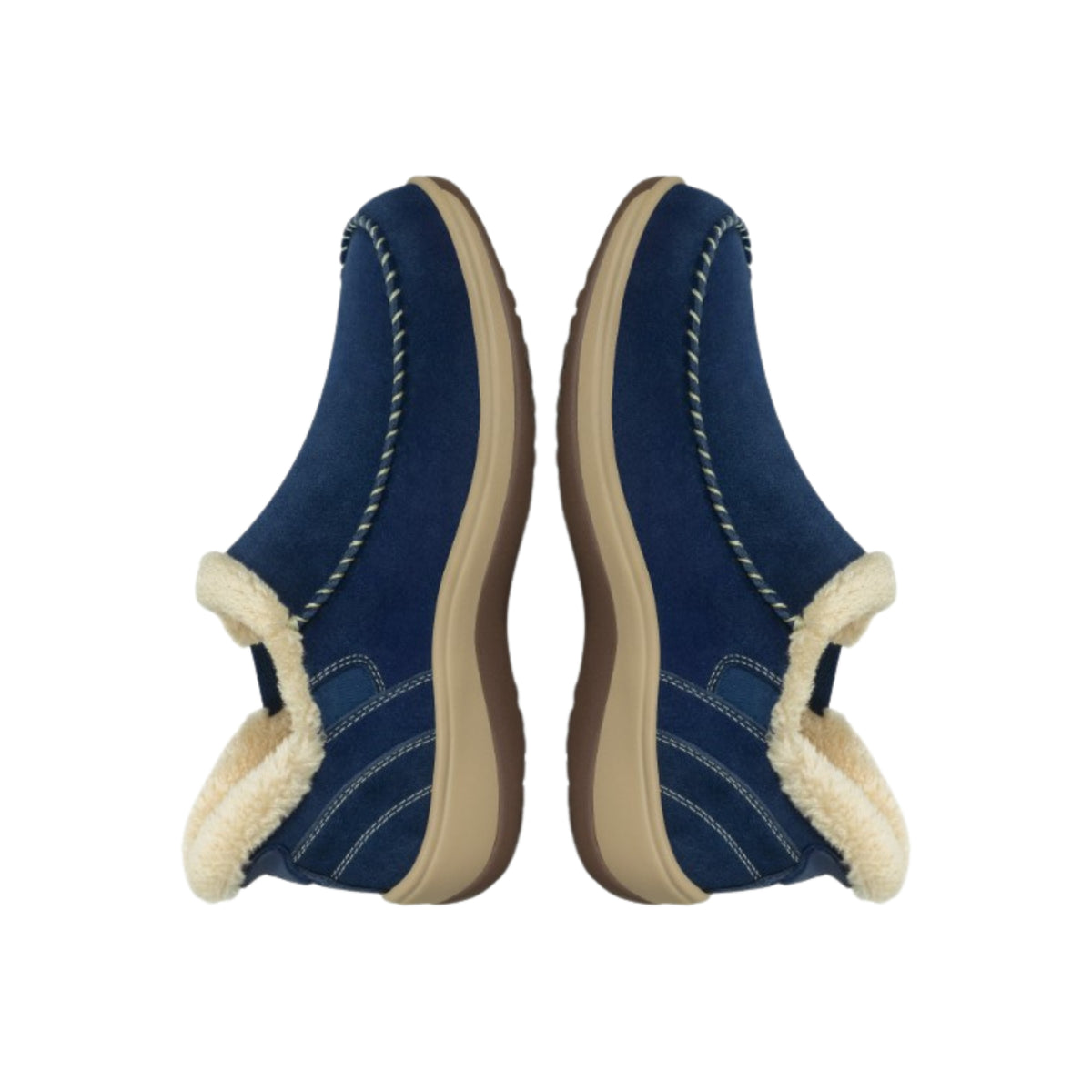 Orthofeet Women's Lorin Hands-Free Suede Orthopedic Slippers-Sapphire