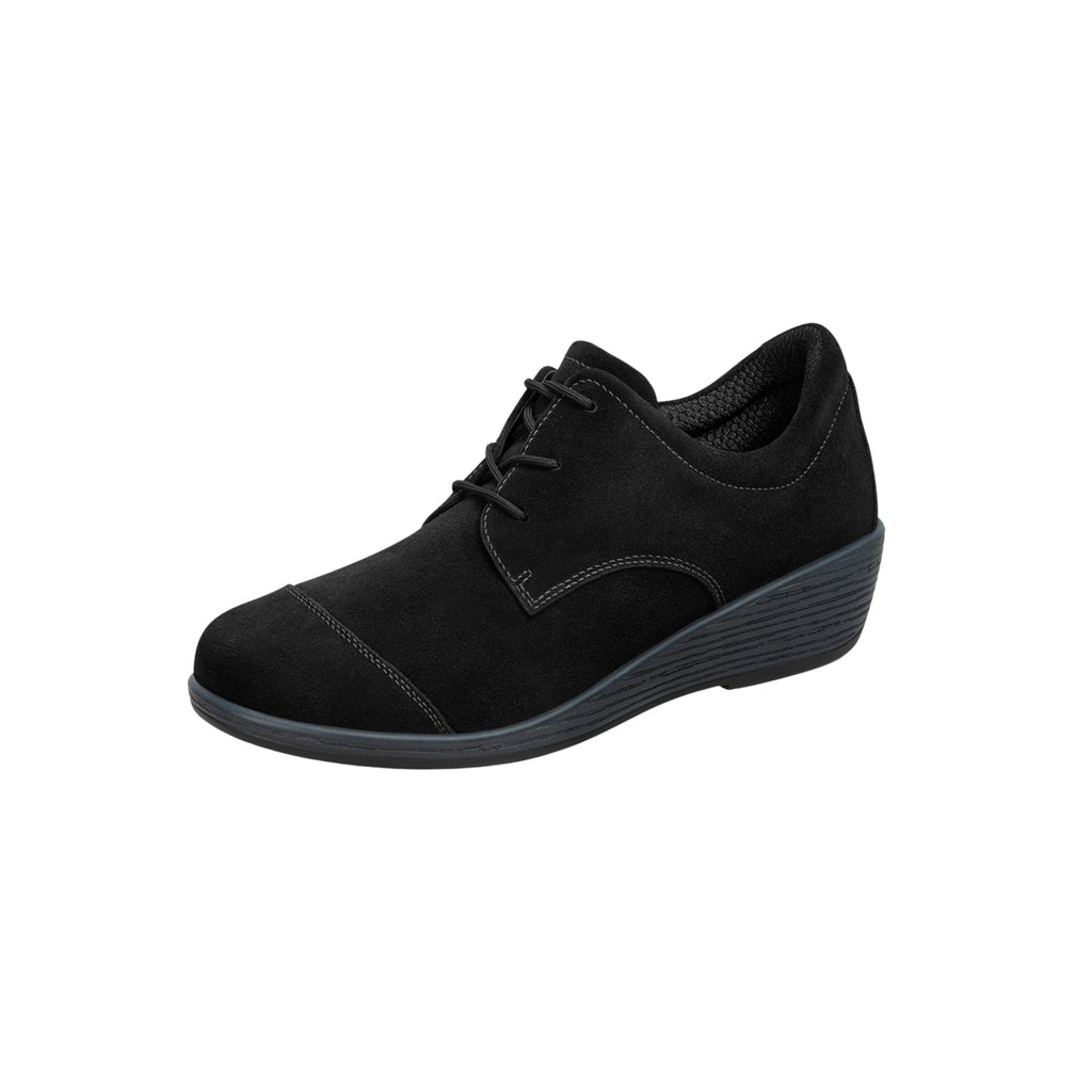Orthofeet Women's Eleanor - Wedge Casual Oxford Shoe - Black