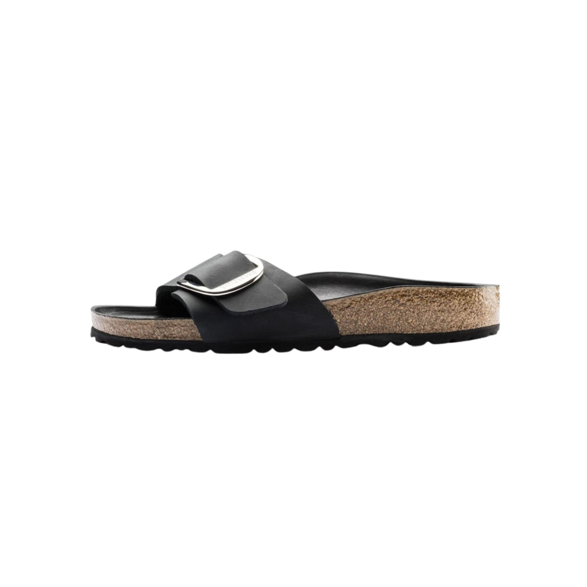 Birkenstock Madrid Big Buckle Oiled Leather Sandals - Black | Narrow