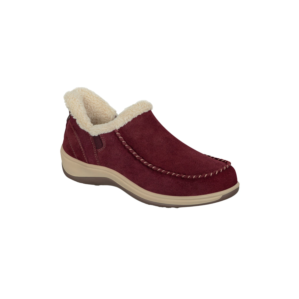 Orthofeet Women's Lorin Hands-Free Suede Orthopedic Slippers-Bordeaux