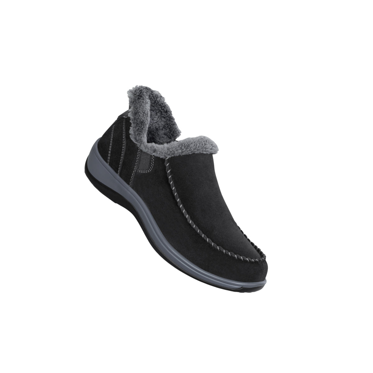 Orthofeet Women's Lorin Hands-Free Suede Orthopedic Slippers-Black
