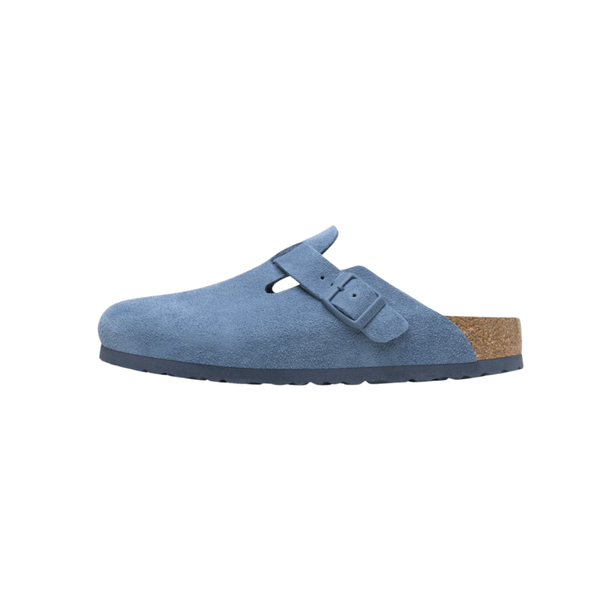 Birkenstock Boston Soft Footbed Unisex Suede Leather Clog Sandals - Elemental Blue