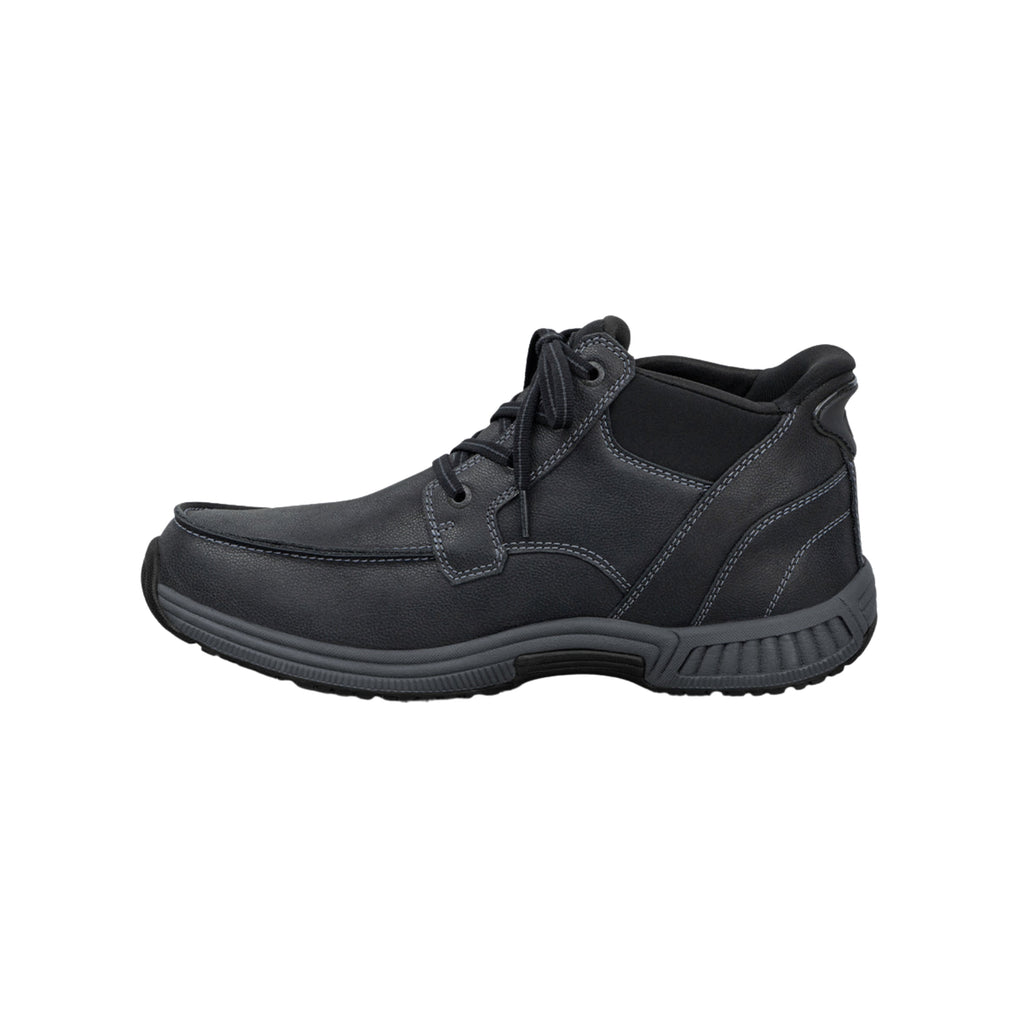 Orthofeet Men’s Verno Hands-Free Orthopedic Leather Boots – Black