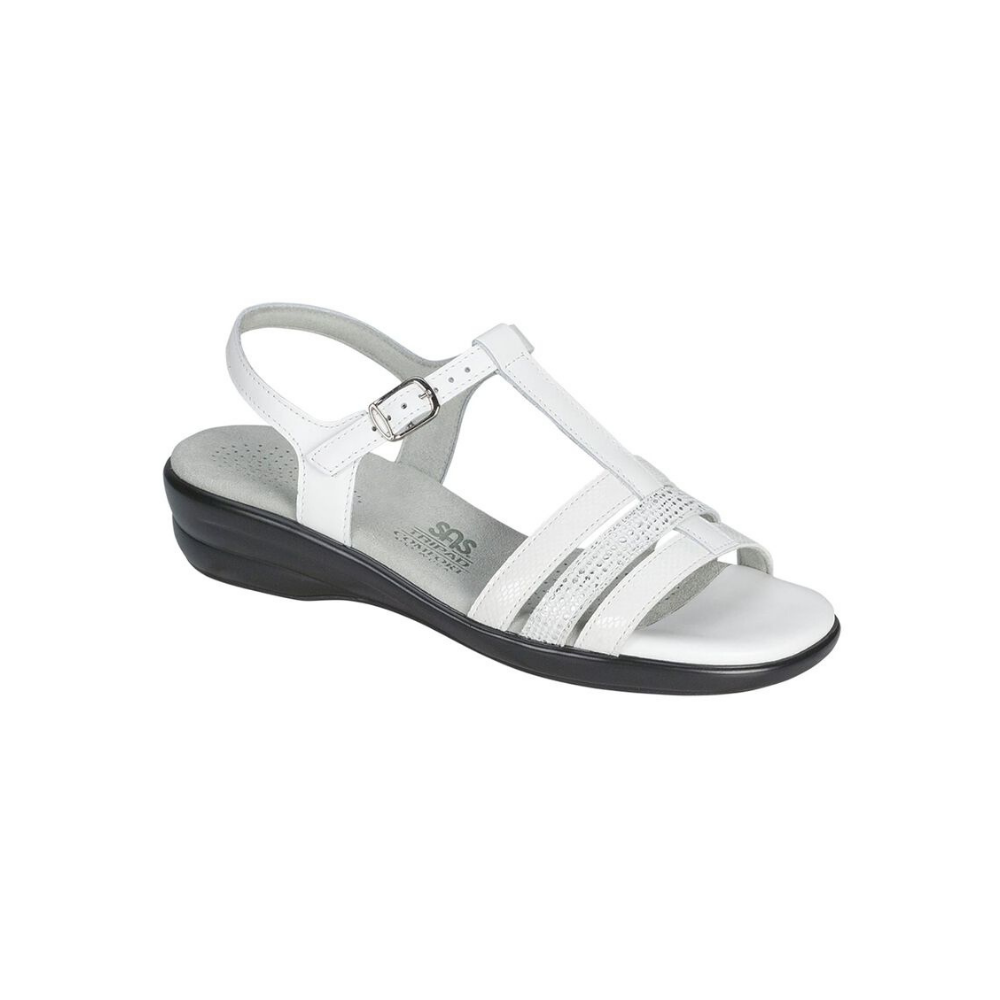 SAS Women's Capri - Leather Comfort Sandal - White Multi