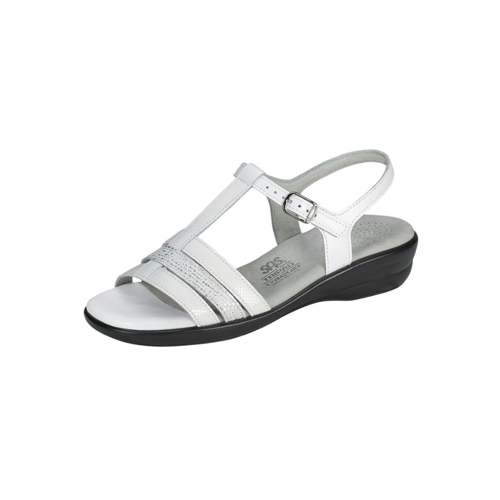 SAS Women's Capri - Leather Comfort Sandal - White Multi