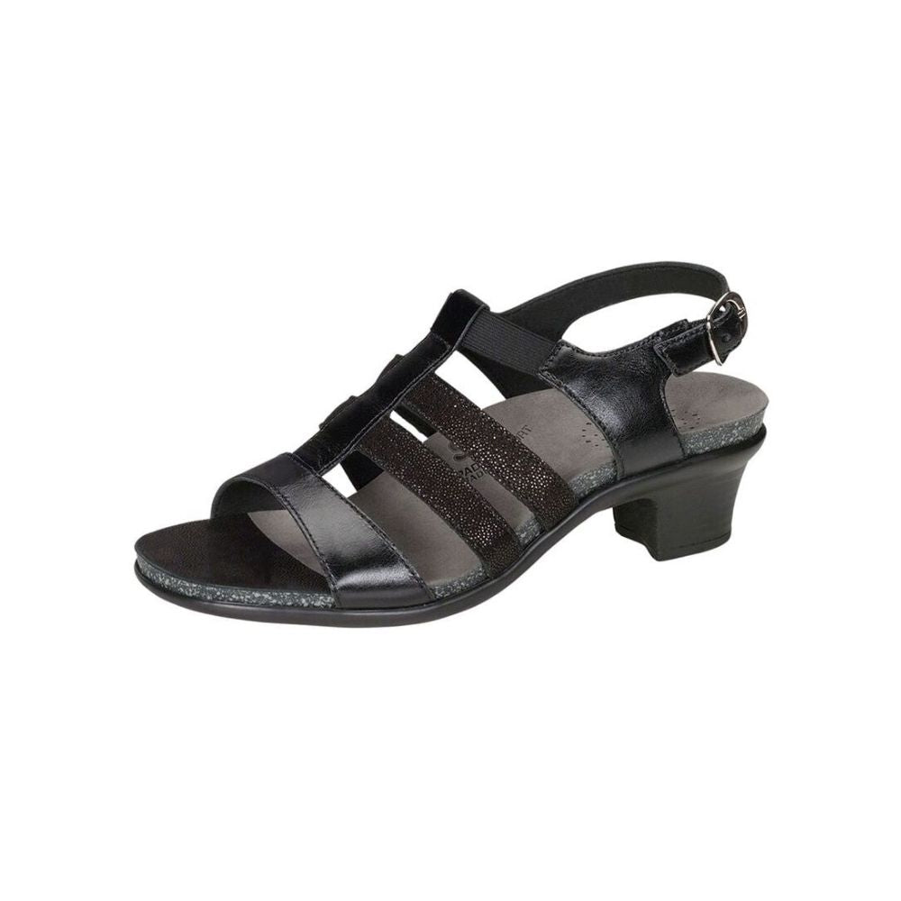 SAS Women's Allegro Heel Strap Leather Sandal - Black