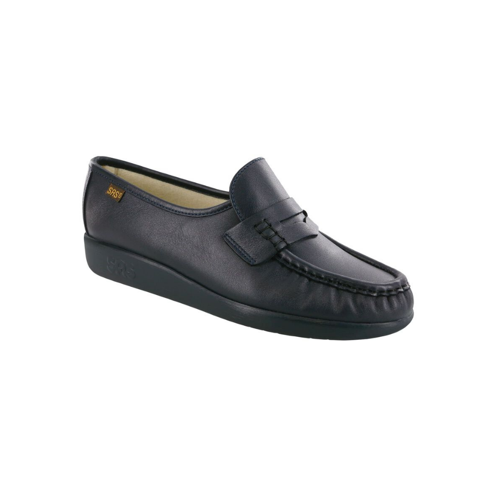 SAS Women's Classic - Leather Comfort Slip-On Loafer - Navy