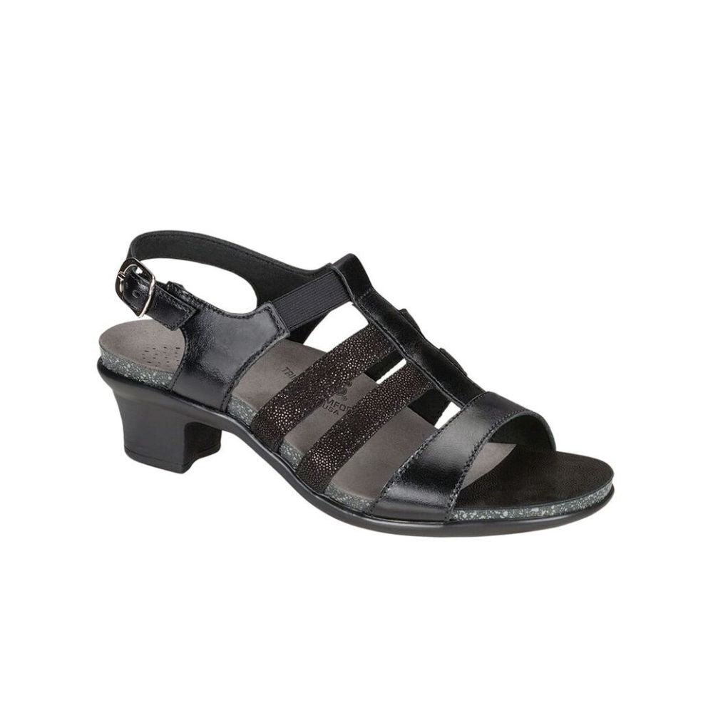 SAS Women's Allegro Heel Strap Leather Sandal - Black