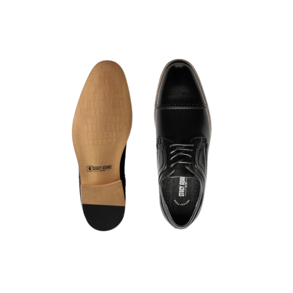 Stacy Adams Men’s Dickinson Cap Toe Oxford - Black / Noir Leather | Wide