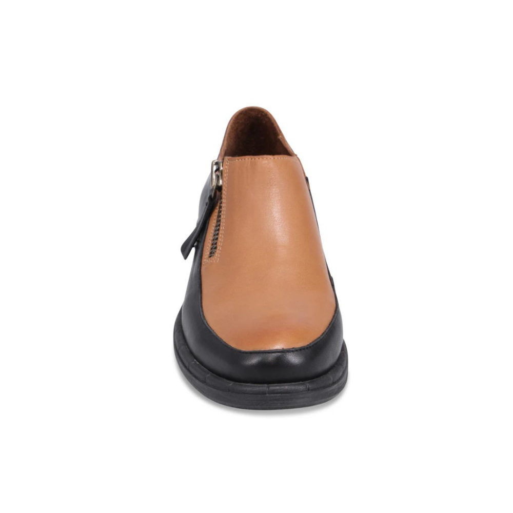 BUENO Milani Women's Leather Loafer - Black / Dark Tan