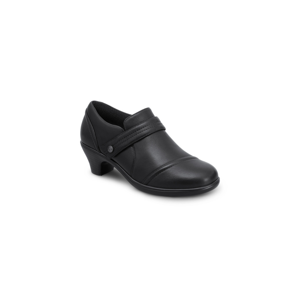 OrthoFeet Women's Eva Leather Shoe - Black Leather