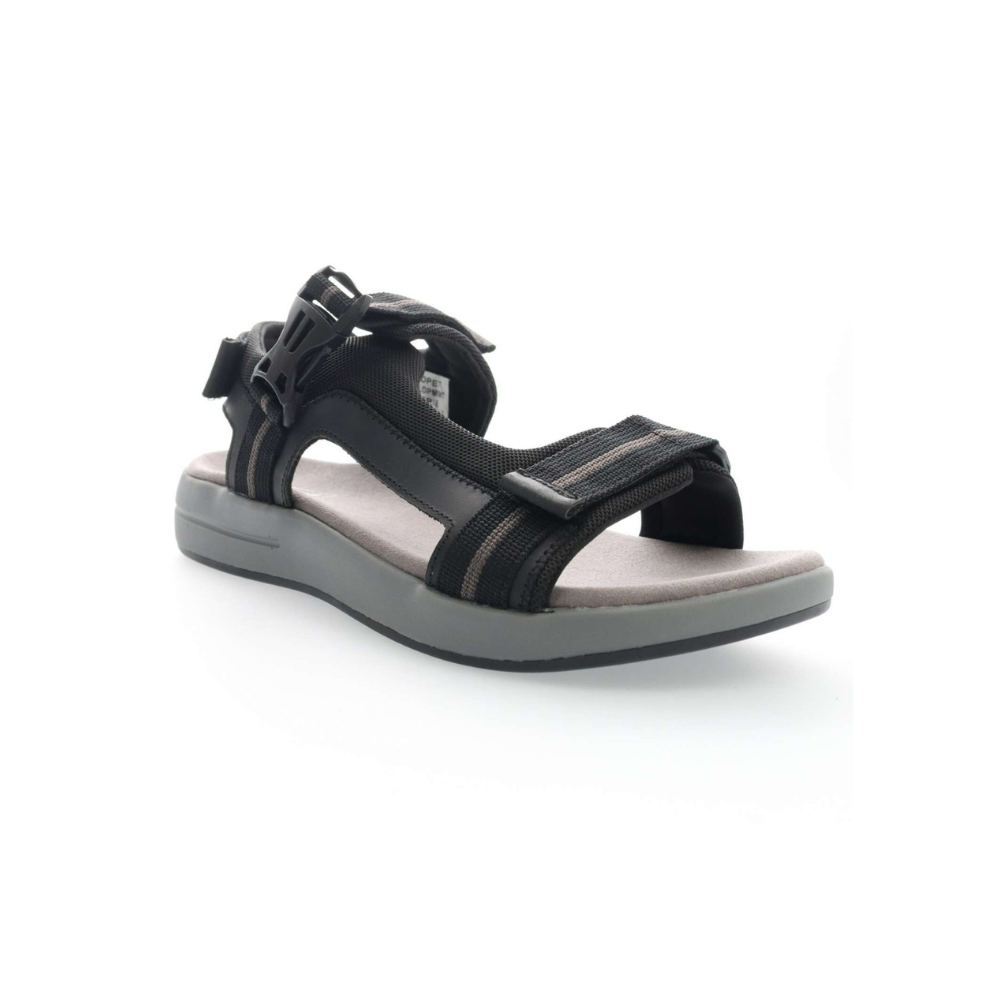 Propét Eli Men's Adjustable Walking Sandals - Black/Grey