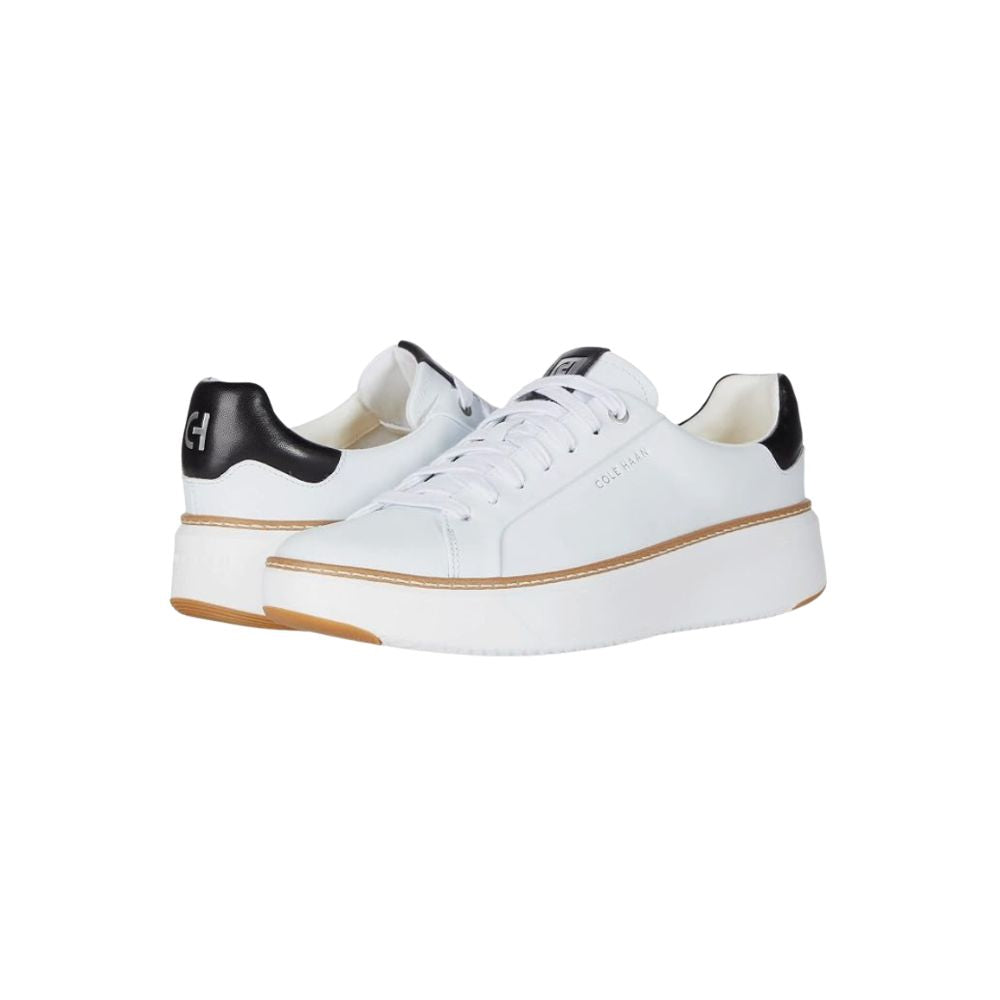 Cole Haan Men’s GrandPrø Topspin Leather Sneakers – Optic White/Black