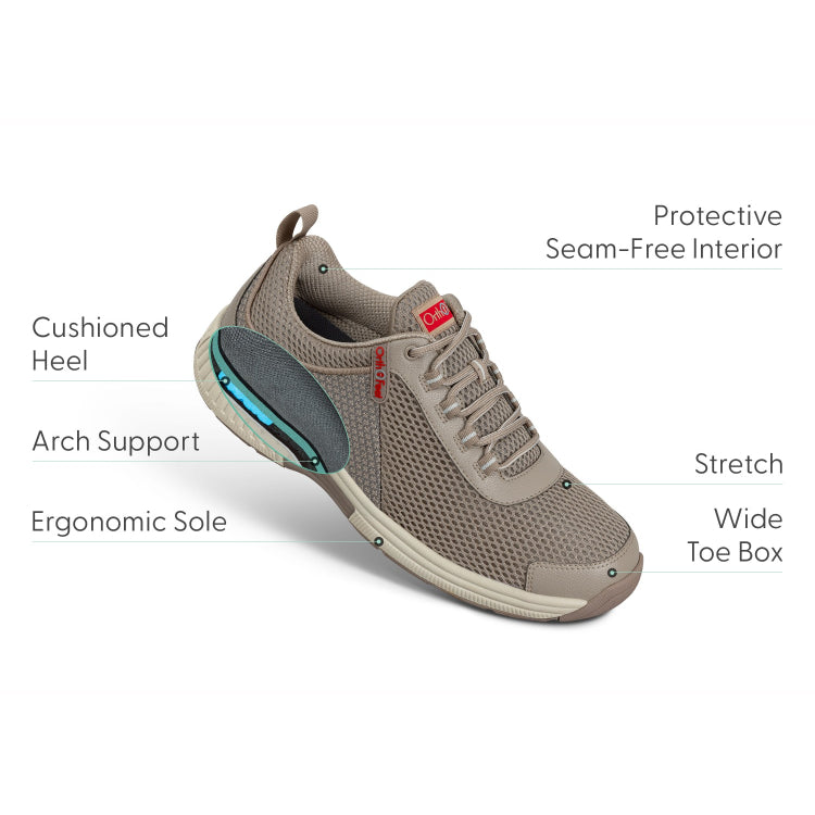 Orthofeet Shoe Edgewater Women’s Comfort Walking Shoe - Taupe - Generous Fit