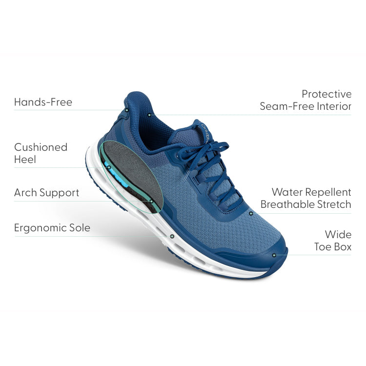 Orthofeet Shoe Journey Men’s Hands-Free Sneaker - Blue - Comfort Slip-On