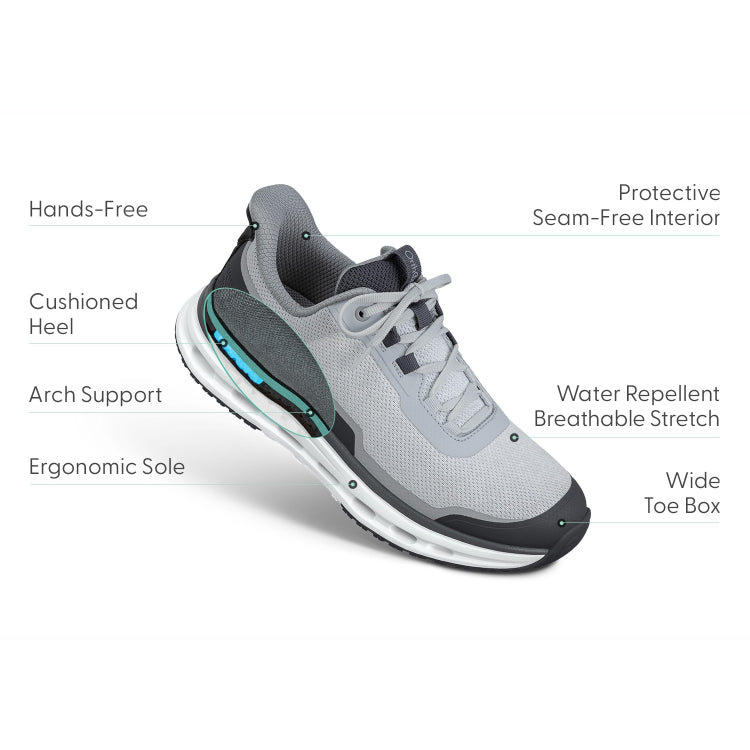 Orthofeet Shoe Journey Men’s Hands-Free Sneaker - Gray/Black - Structured  Slip-On