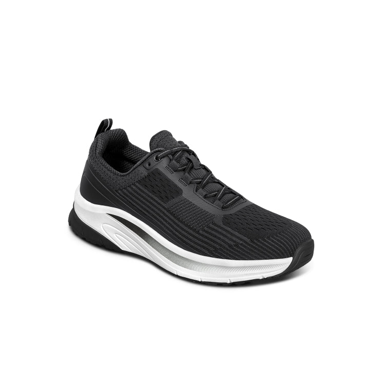 Orthofeet Race Men’s Comfort Walking Shoe - Black  - Extended Capacity  Sneaker
