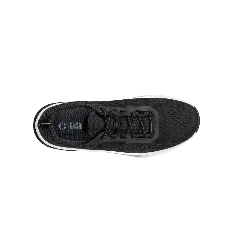 Orthofeet Race Men’s Comfort Walking Shoe - Black  - Extended Capacity  Sneaker