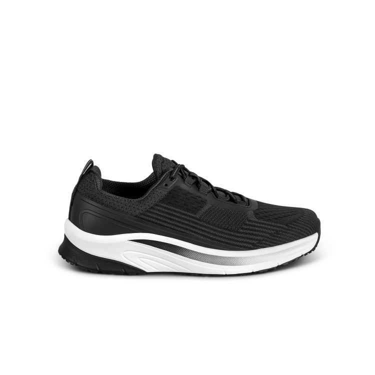 Orthofeet Race Men’s Comfort Walking Shoe - Black  - Extended Capacity  Sneaker