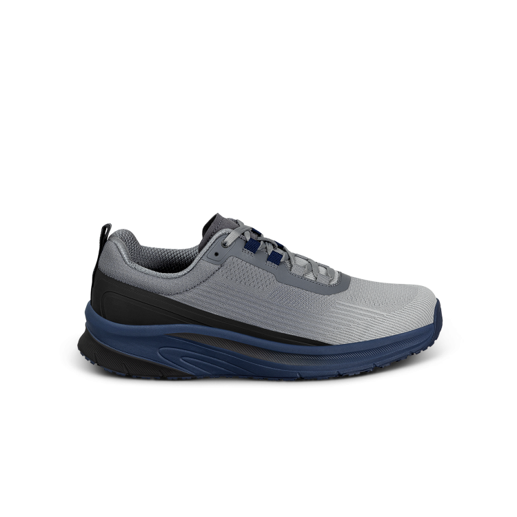 Orthofeet Race Men’s Comfort Walking Shoe - Gray/Navy  - Spacious Fit Athletic Sneaker