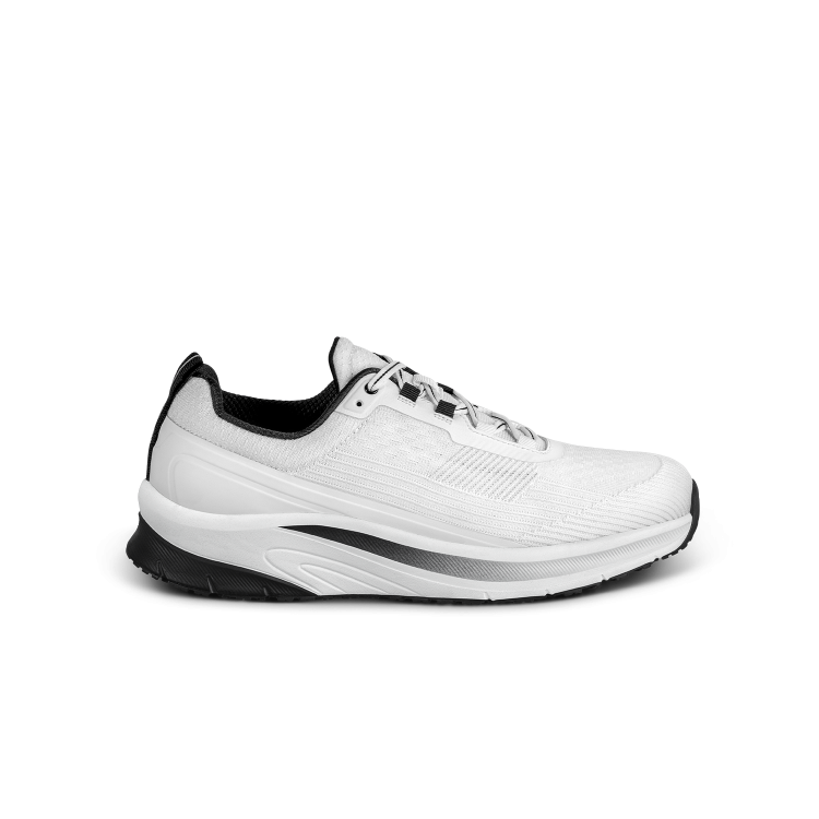Orthofeet Race Men’s Comfort Walking Shoe - White  - Spacious Fit Athletic Sneaker