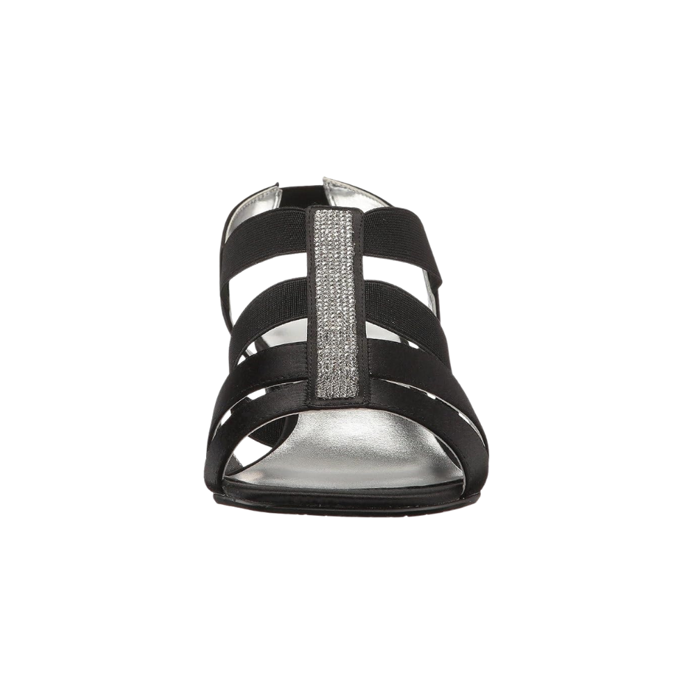 David Tate Women's Eve Jeweled Evening Sandal - Black Satin