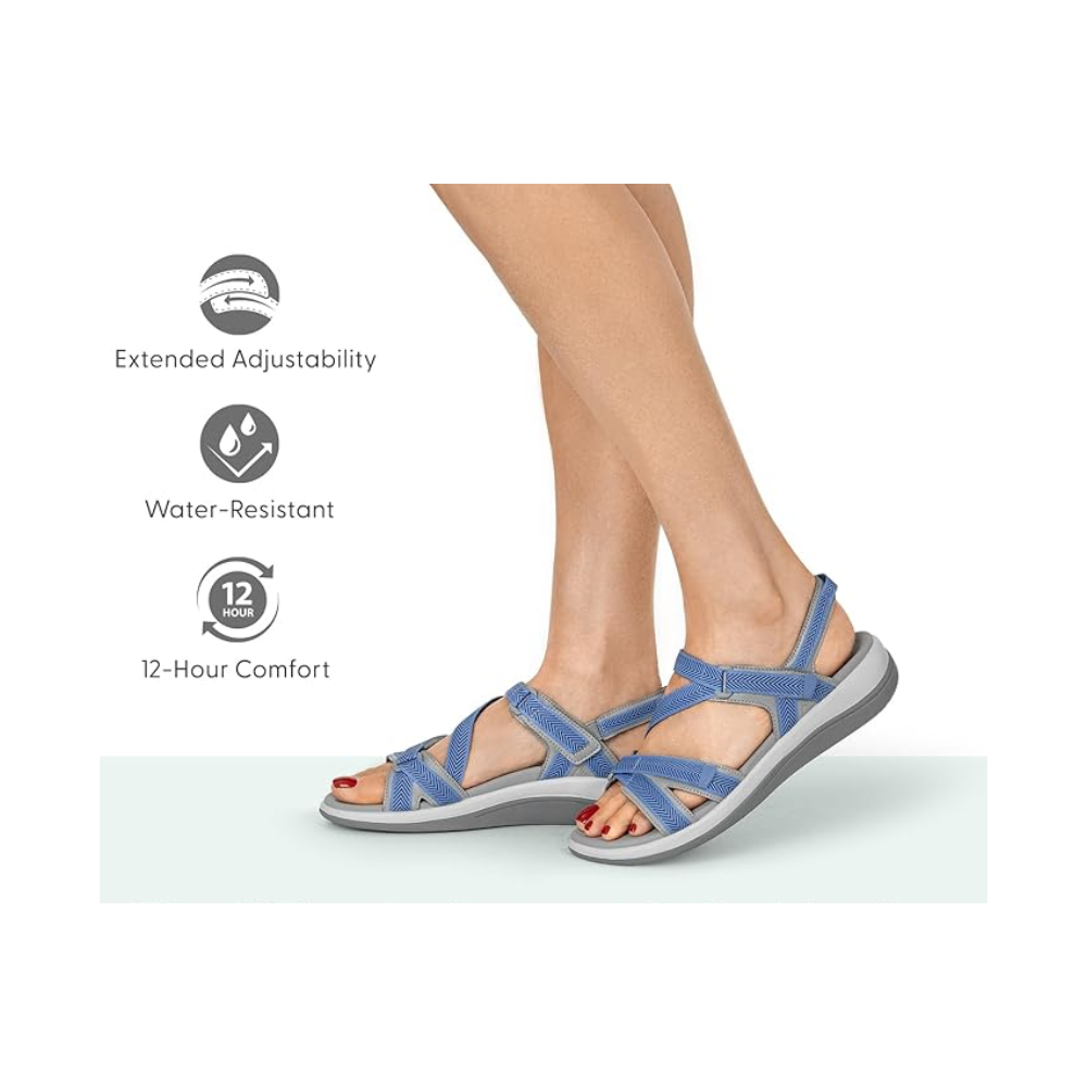 Orthofeet Women Comfort Lake Blue Adjustable Water Friendly Sandal