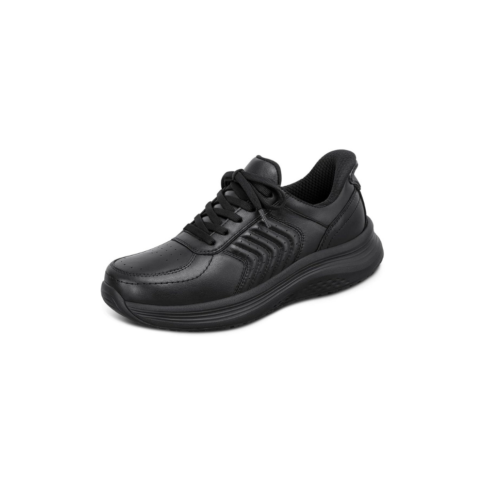 OrthoFeet Women's Roam Hands Free Leather Sneaker - Black
