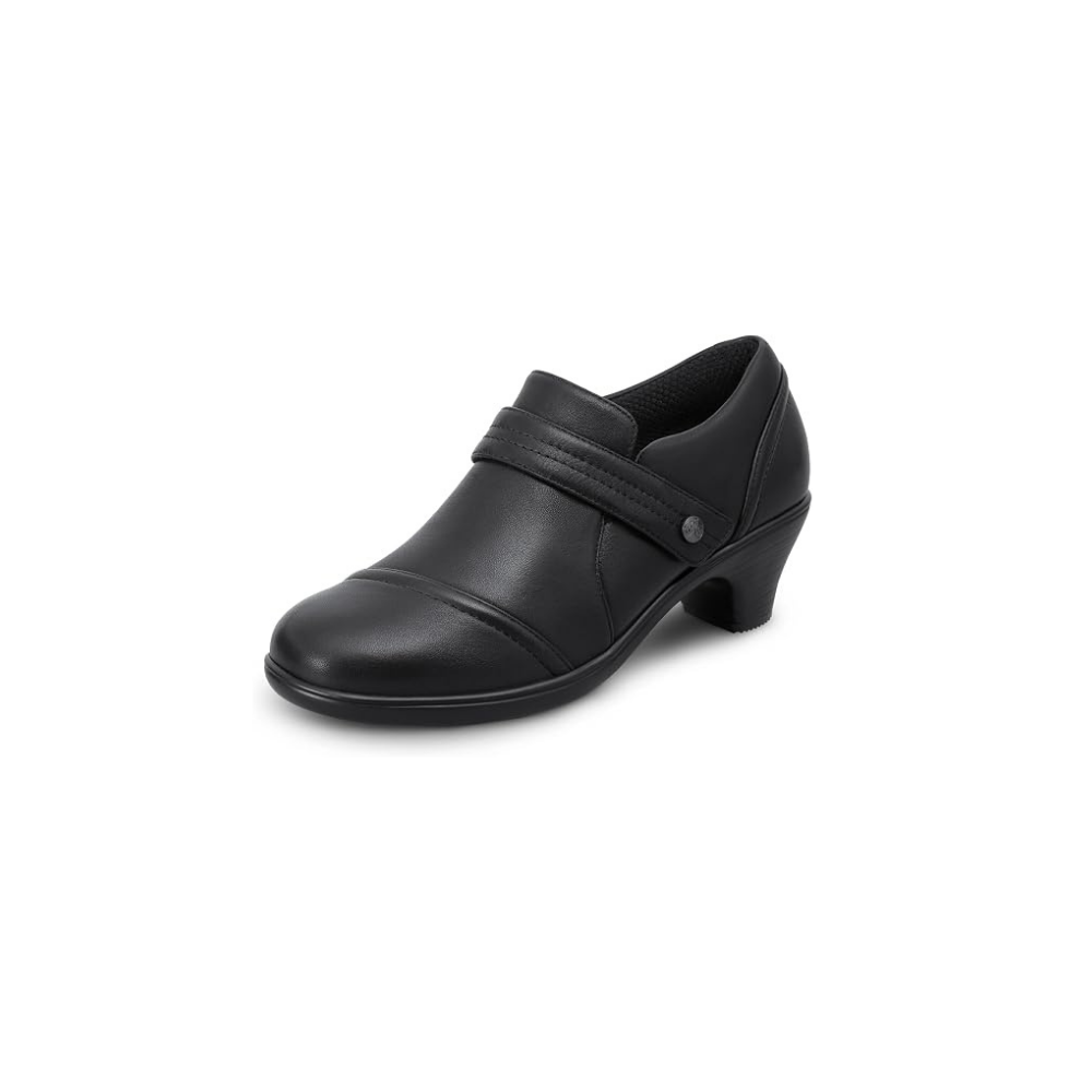 OrthoFeet Women's Eva Leather Shoe - Black Leather
