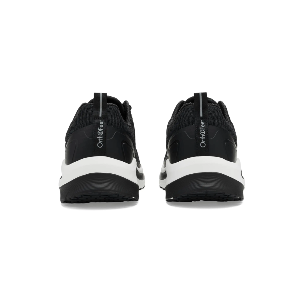 Orthofeet Race Men’s Comfort Walking Shoe - Black  - Extended Capacity  Sneaker