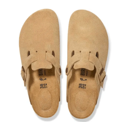 Birkenstock Boston BS Suede Unisex Sandals - Latte Cream
