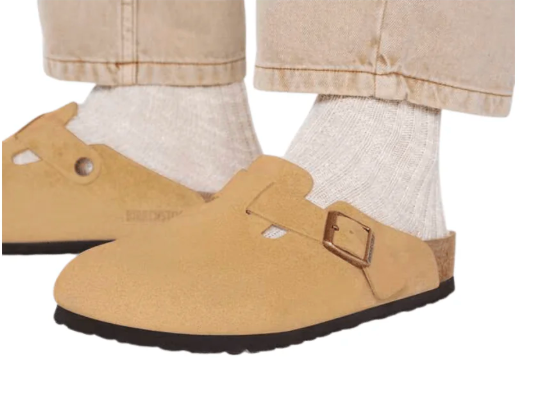 Birkenstock Boston BS Suede Unisex Sandals - Latte Cream