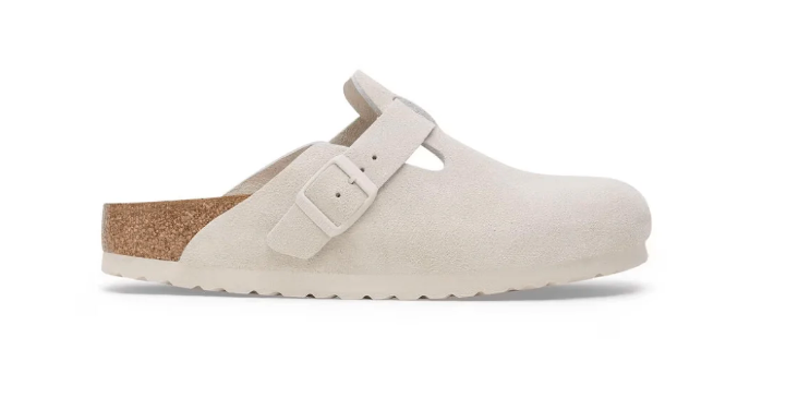 Birkenstock Boston Soft Footbed Suede Clog – Unisex, Antique White Color
