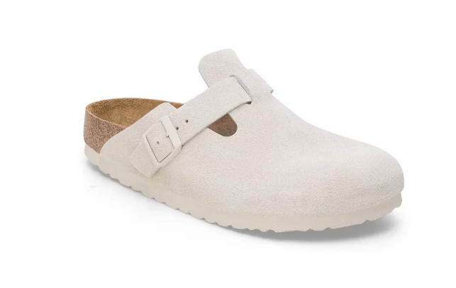 Birkenstock Boston Soft Footbed Suede Clog – Unisex, Antique White Color