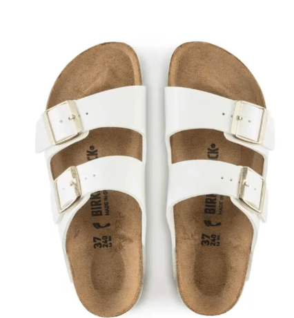 Birkenstock Unisex Arizona Birko Flor Sandals - Patent White