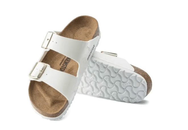 Birkenstock Unisex Arizona Birko Flor Sandals - Patent White