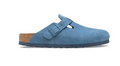 Birkenstock Boston Soft Footbed Unisex Suede Leather Clog Sandals - Elemental Blue