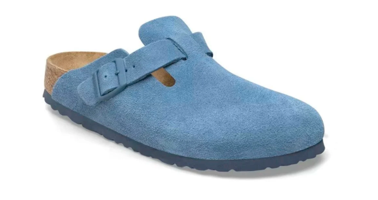 Birkenstock Boston Soft Footbed Unisex Suede Leather Clog Sandals - Elemental Blue