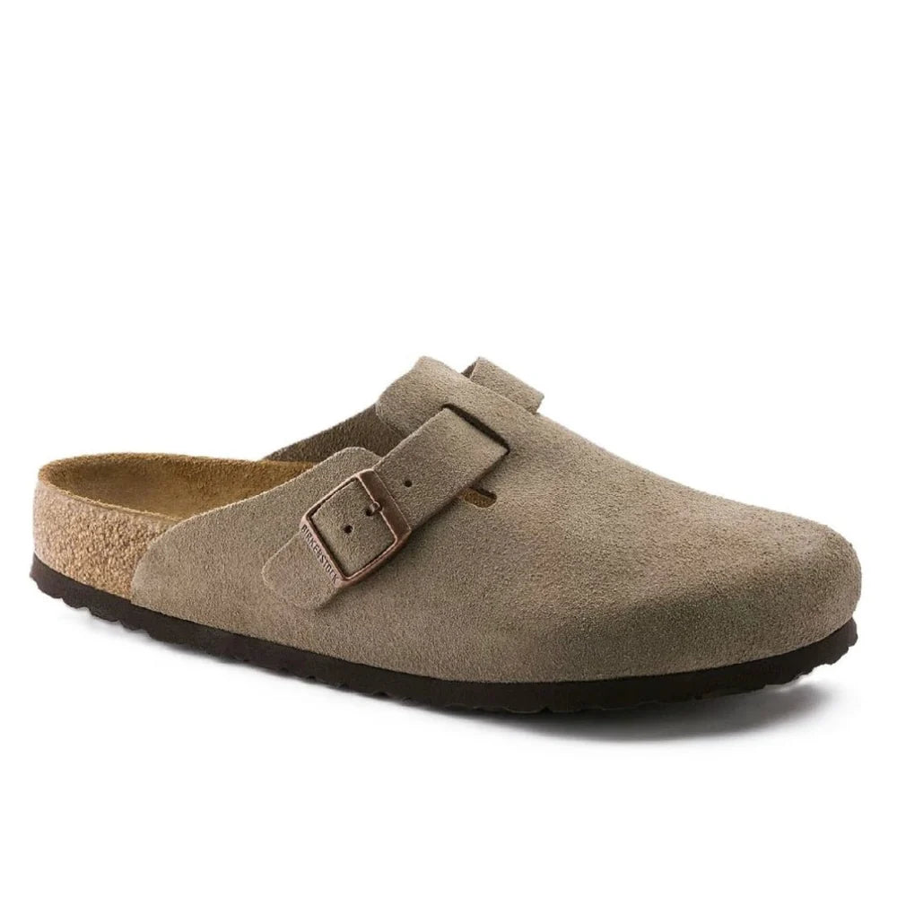 Birkenstock Boston Soft footbed Suede Leather Unisex Clog Sandal - Taupe