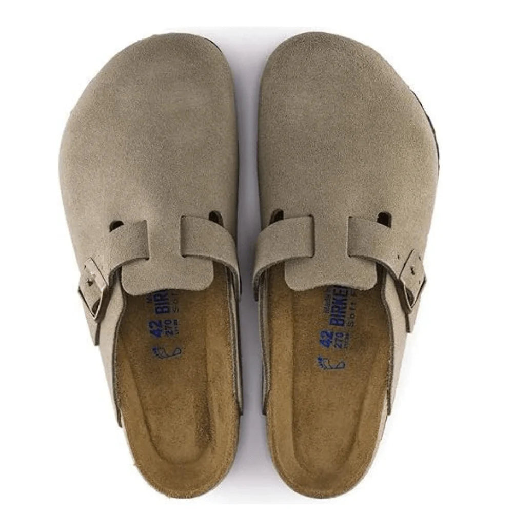 Birkenstock Boston Soft footbed Suede Leather Unisex Clog Sandal - Taupe
