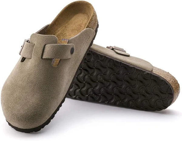 Birkenstock Boston Soft footbed Suede Leather Unisex Clog Sandal - Taupe