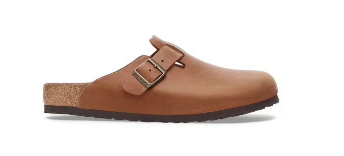 Birkenstock Boston BS Oiled Leather Clog Sandals - Cognac