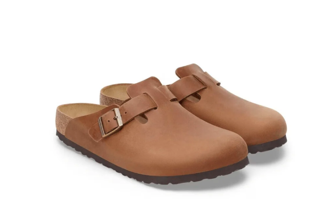 Birkenstock Boston BS Oiled Leather Clog Sandals - Cognac