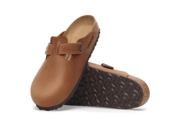 Birkenstock Boston BS Oiled Leather Clog Sandals - Cognac