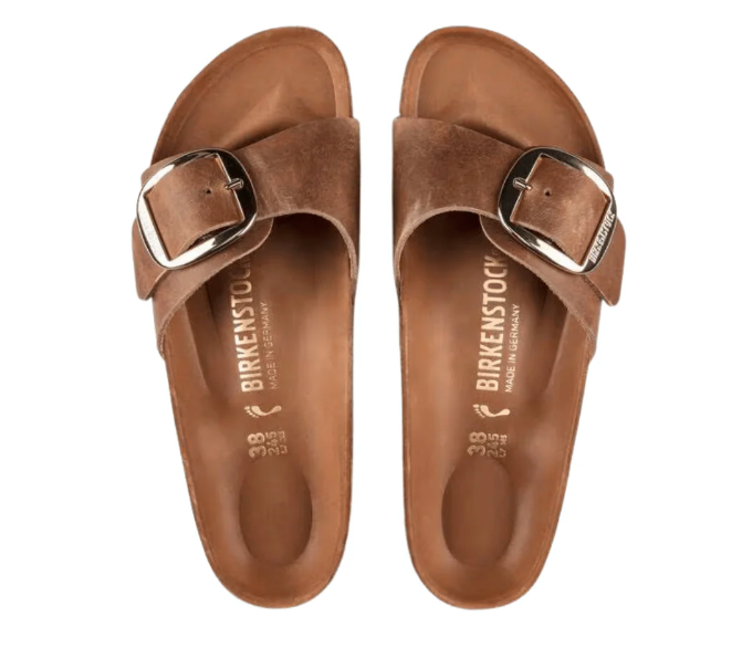 Birkenstock Madrid Big Buckle Sandals – Cognac Oiled Leather (Narrow Fit)