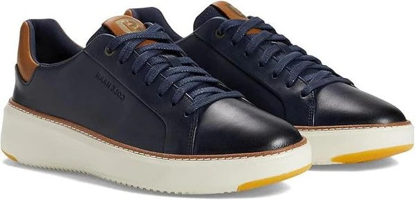 Cole Haan Men's Grandpro TopSpin Sneaker Navy Blazer Leather/British Tan/Ivory